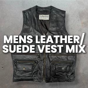 25 x MENS LEATHER/ SUEDE VEST MIX - SACKS