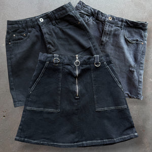 50 x LADIES BLACK DENIM SHORT SKIRT - SACKS