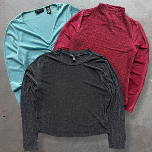 50 x LADIES LONG SLEEVE GLITTER & SEQUIN TOPS- SACKS