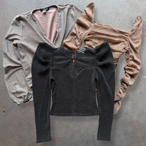 50 x LADIES LONG SLEEVE GLITTER & SEQUIN TOPS- SACKS