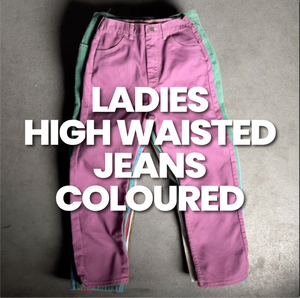 30 x LADIES HIGH WAISTED COLOURED JEANS - SACKS